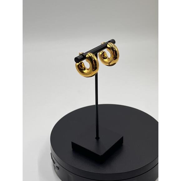 Jenny Bird Chunky Gold Plated Tome Large High Polish Hoop Earrings - Picture 3 of 7